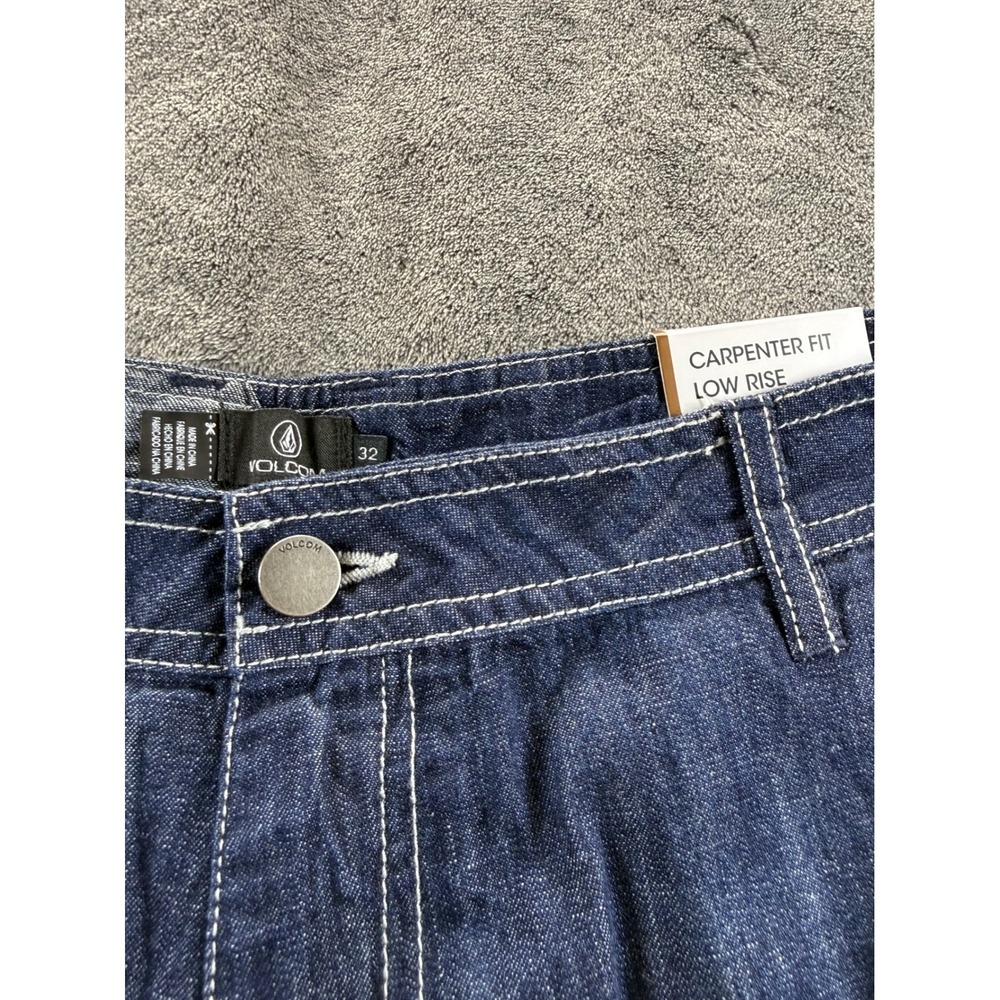 Volcom Painterly Carpenter Shorts Womens 32 Dark Wash Denim Low Rise - Picture 3 of 10
